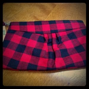 Rustic red/black wristband mini purse.